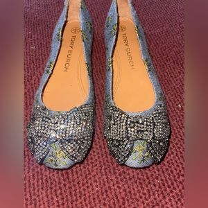 Tory Burch crystal bow shoes